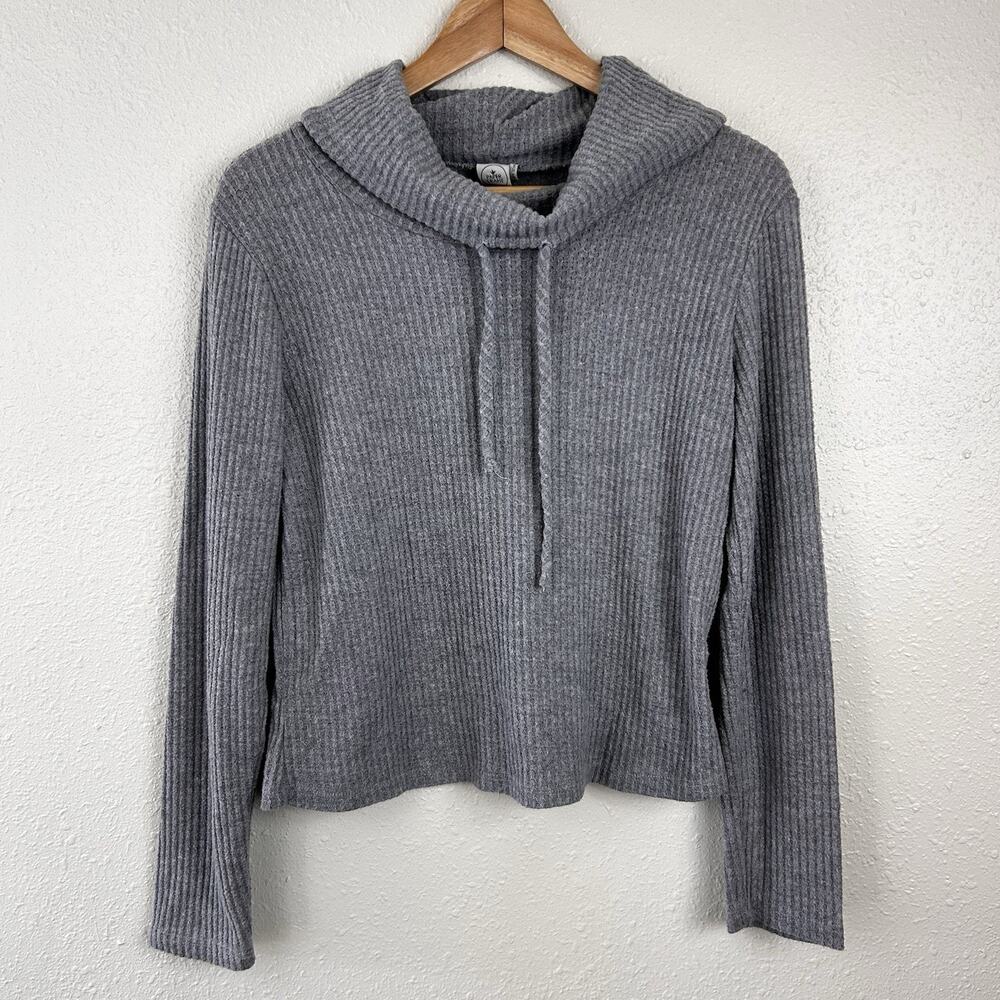 Anthropologie Paper Crane Waffle Knit Sweater Womens S Gray Lightweight Mock